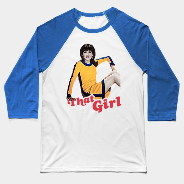 That Girl // Marlo Thomas Retro FanArt Tribute Baseball T-Shirt by darklordpug